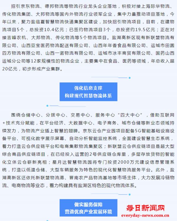 ​盐湖高新区聚力打造现代智慧物流园区